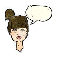 cartoon female head with speech bubble N4