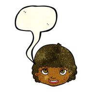 cartoon happy female face with speech bubble N47