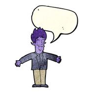 cartoon happy vampire with speech bubble N13