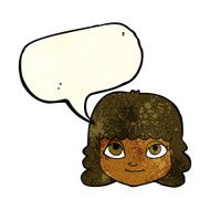 cartoon happy female face with speech bubble N49