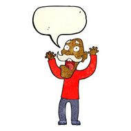 cartoon old man getting a fright with speech bubble N3