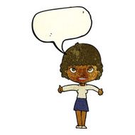 cartoon happy girl with speech bubble N31