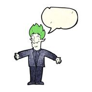 cartoon happy vampire with speech bubble N14