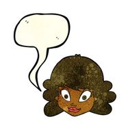 cartoon happy female face with speech bubble N52