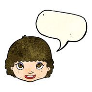 cartoon happy female face with speech bubble N53