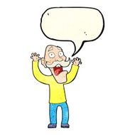 cartoon old man getting a fright with speech bubble N4