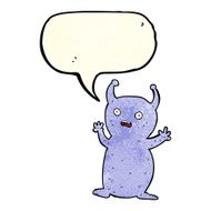 cartoon funny little alien with speech bubble N3