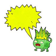 cartoon little imp with speech bubble N5