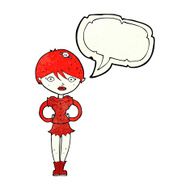 cartoon pretty vampire girl with speech bubble N10