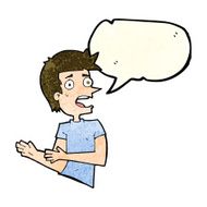 cartoon stressed man with speech bubble N23