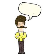 cartoon man with mustache speech bubble N25