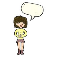 cartoon friendly woman with speech bubble N26