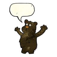 cartoon funny black bear with speech bubble N3