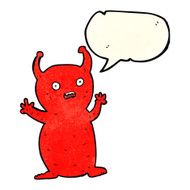 cartoon funny little alien with speech bubble N4