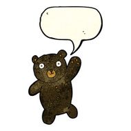 cartoon cute black teddy bear with speech bubble N2