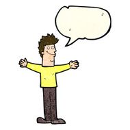 cartoon happy man with speech bubble N130