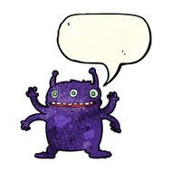 cartoon alien monster with speech bubble N4