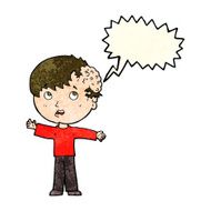 cartoon boy with growth on head speech bubble N12