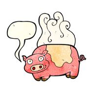 cartoon pig with speech bubble N7