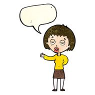cartoon bored woman with speech bubble N12
