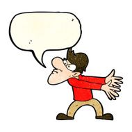 cartoon annoyed man gesturing with speech bubble N4