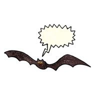 cartoon bat with speech bubble N6