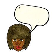cartoon annoyed girl with big hair speech bubble N3