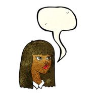 cartoon pretty girl with long hair speech bubble N3