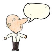 cartoon confused middle aged man with speech bubble N4