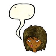 cartoon smiling woman with speech bubble N3