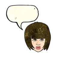 cartoon annoyed girl with big hair speech bubble N4