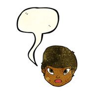 cartoon serious face with speech bubble N3