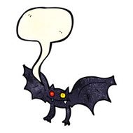 cartoon vampire bat with speech bubble N4