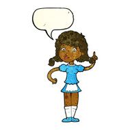 cartoon pretty maid woman with speech bubble N3