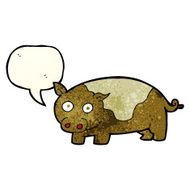 cartoon pig with speech bubble N8