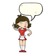 cartoon surprised maid with speech bubble N4