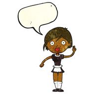 cartoon waitress making hand gesture with speech bubble N3