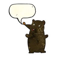 funny cartoon black bear with speech bubble N8