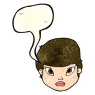 cartoon serious face with speech bubble N4
