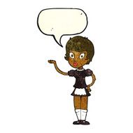 cartoon waitress with speech bubble N9