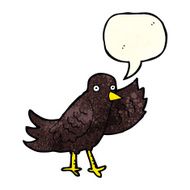 cartoon waving bird with speech bubble N8