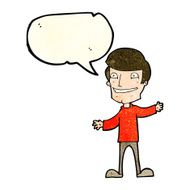 cartoon grinning man with speech bubble N25