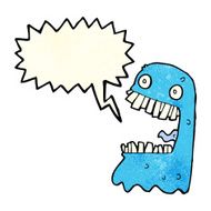 cartoon gross ghost with speech bubble N14