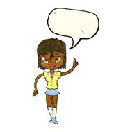 cartoon woman making point with speech bubble N5