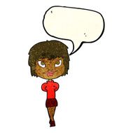 cartoon happy woman with speech bubble N81