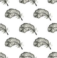 Vintage seamless pattern with hand-drawn feathers