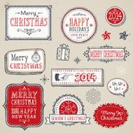 Hand Drawn Christmas Labels and Elements