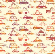 Colorful Textured Cars Seamless Pattern Background
