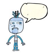 funny cartoon robot with speech bubble N18