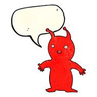 cartoon happy little alien with speech bubble N3